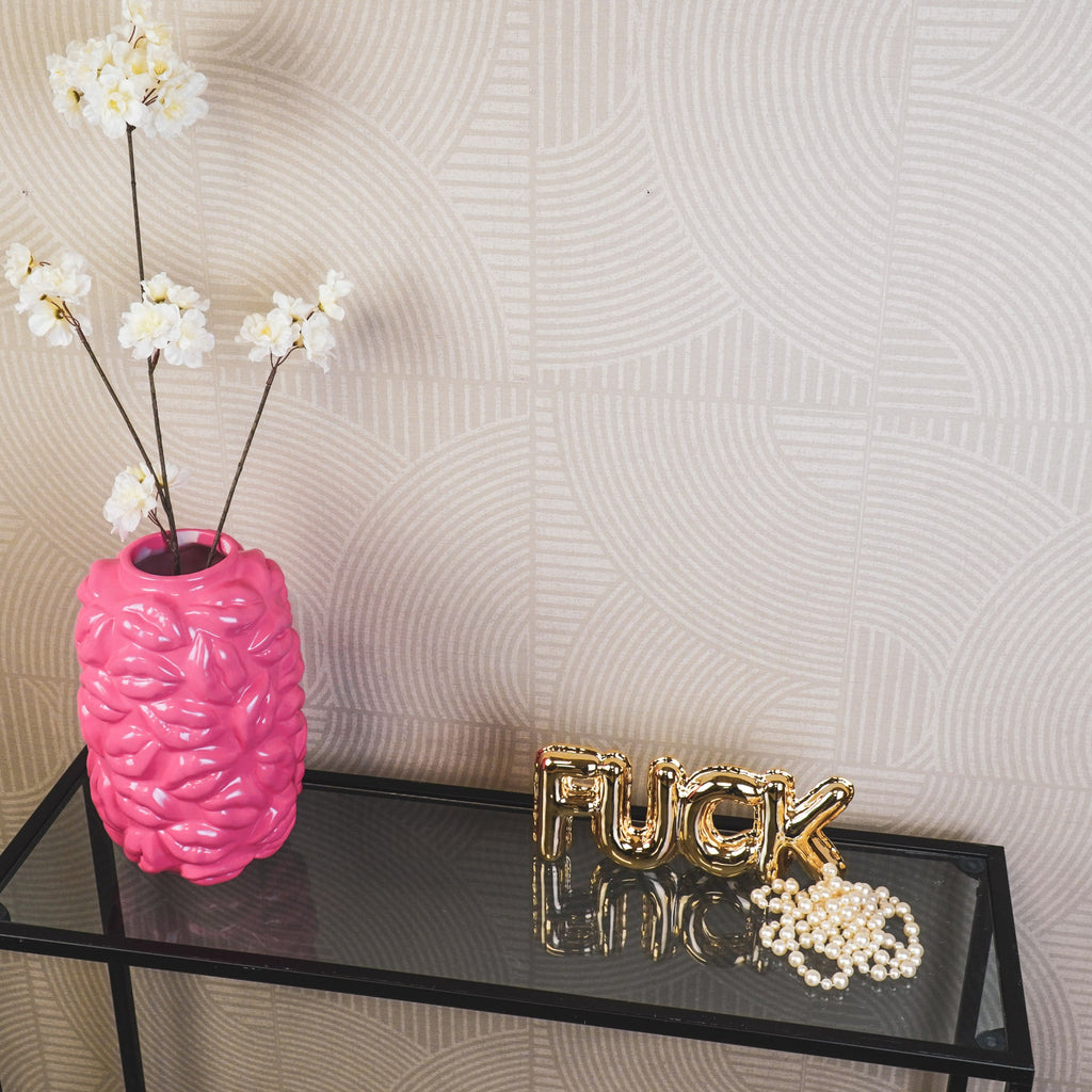 Vase - Kisses - Ceramics - Neon Pink - 17x17x27cm