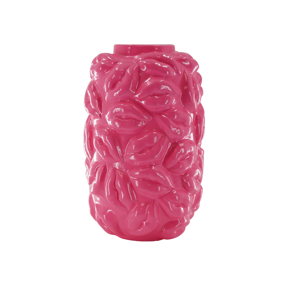 Vase - Kisses - Ceramics - Neon Pink - 17x17x27cm