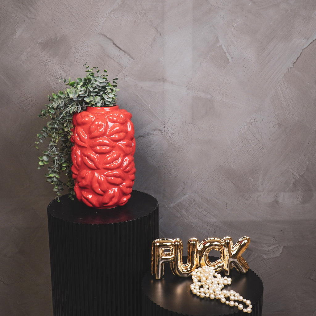 Vase - Kisses - Ceramics - Red - 17x17x27cm