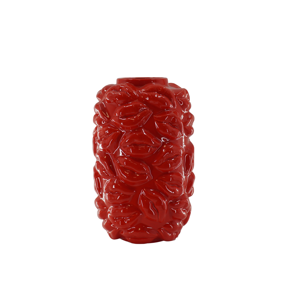 Vase - Kisses - Ceramics - Red - 17x17x27cm