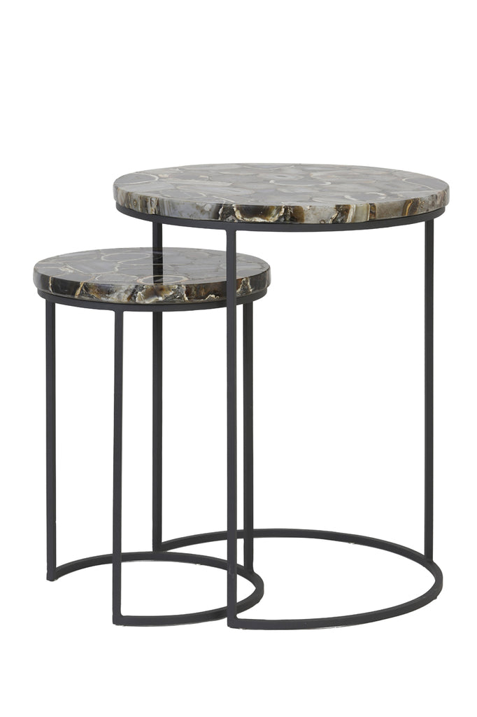 Side table S/2 28x42+41x50 cm AXAT agate brown+black