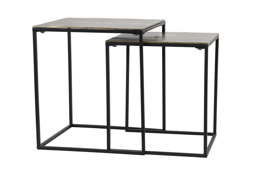 Side table S/2 40x40x45+44,5x44,5x50,5 cm BANOS antique brnz