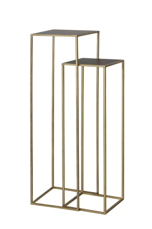 Pillar S/2 30x30x100+35x35x120 cm BOCA m.black wash-gold