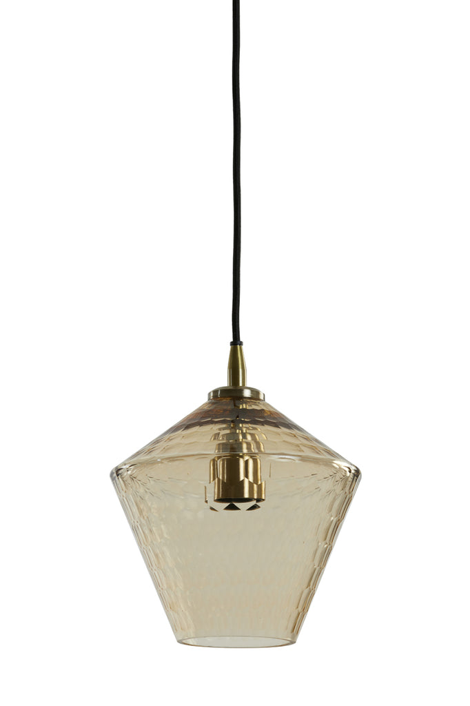 Hanging lamp 20x22 cm DELILA glass amber+antique bronze
