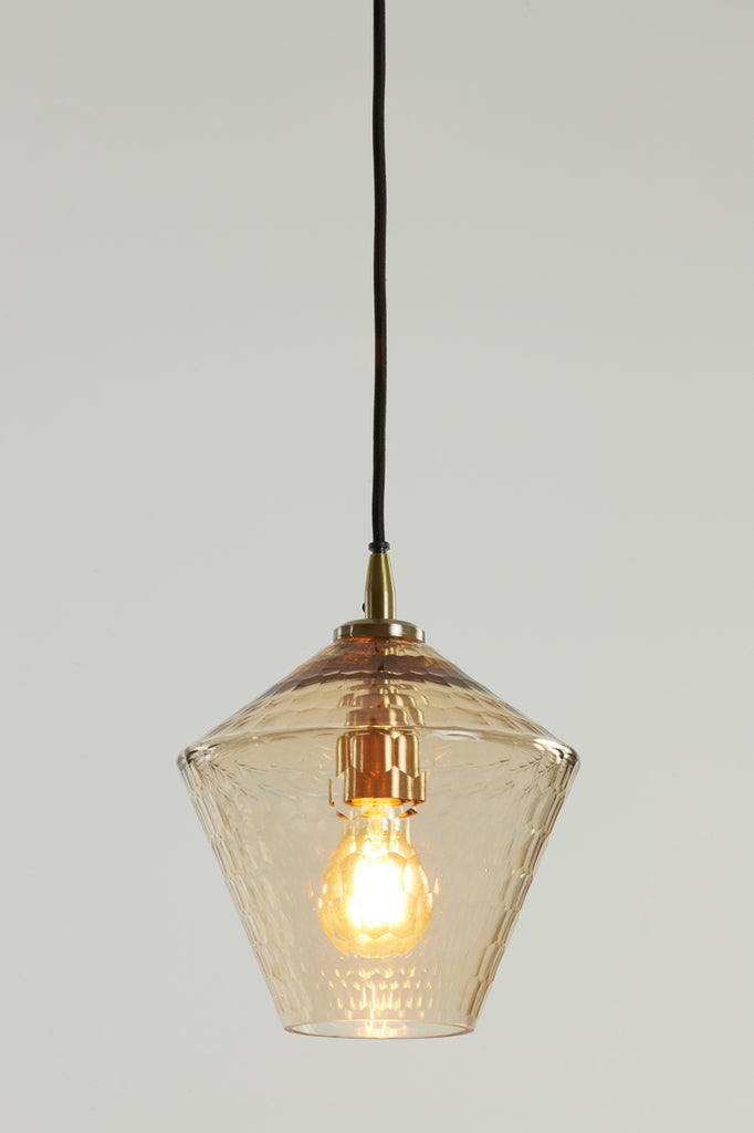 Hanging lamp 20x22 cm DELILA glass amber+antique bronze