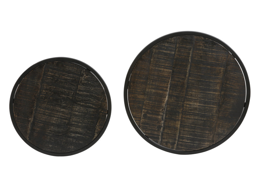 Side table S/2 40x45+50x52 cm DOBA wood antique-matt black