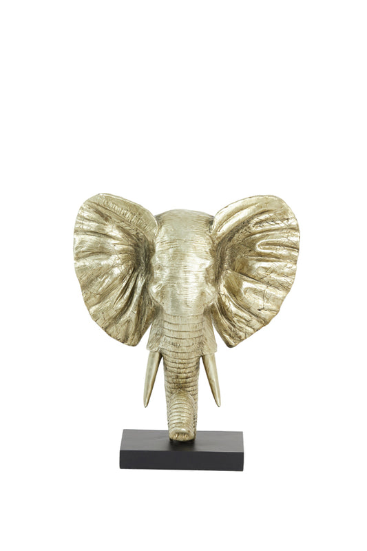 Ornament on base 30x15x35,5 cm ELEPHANT light gold