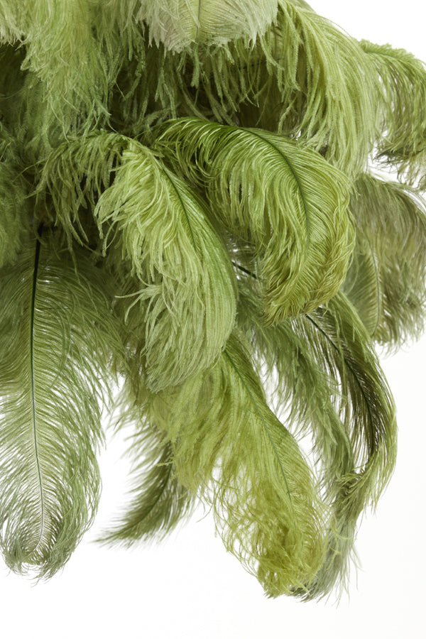 Hanging lamp E14 80 cm FEATHER black+olive green