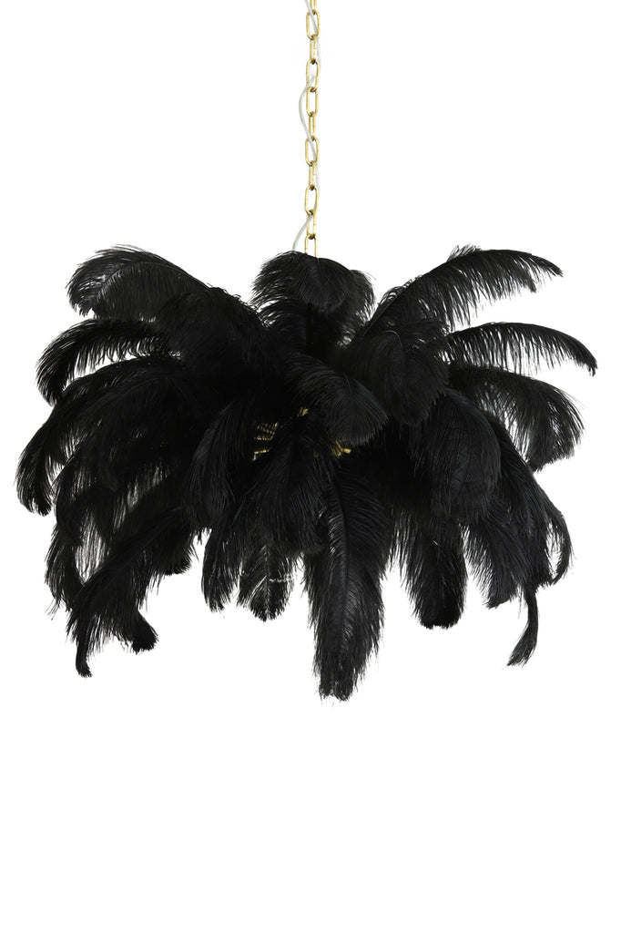 Hanging lamp E14 80 cm FEATHER gold+black