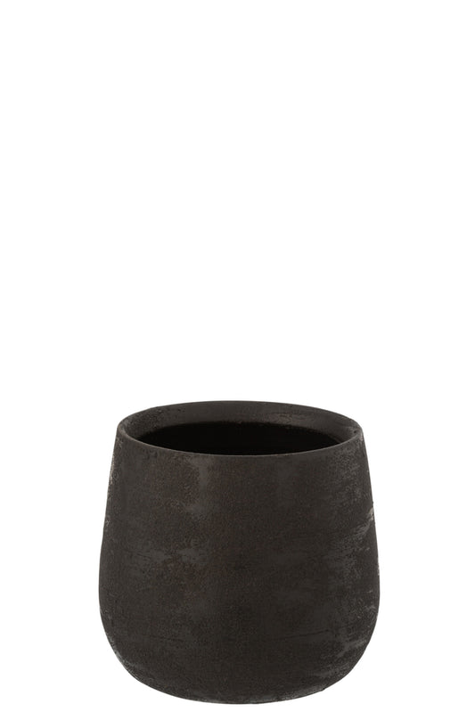 Flowerpot Irregular Rough Ceramic Black Medium