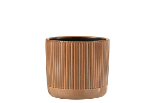 Flowerpot Line Ceramic Orange/Beige Large
