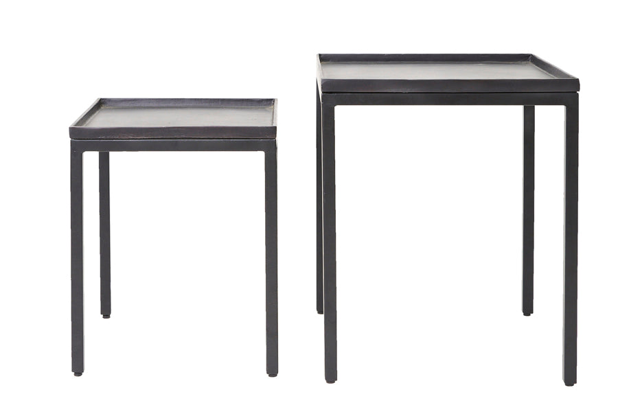 Side table S/2 42x42x50+51x51x60 cm KENDRA matt black