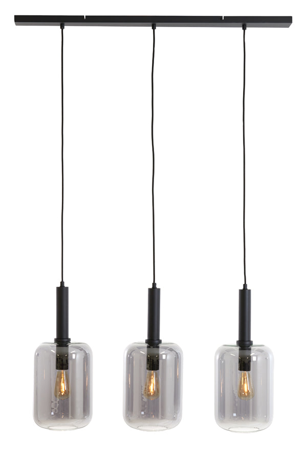 Hanging lamp 3L 100x22x32 cm LEKAR black+smoked glass