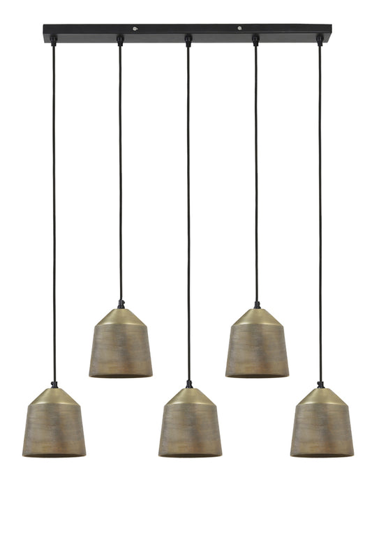 Hanging lamp 5L 75x16x110 cm LILOU antique bronze