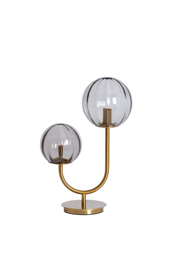 Table lamp 2L 33x18x43 cm MAGDALA glass light grey+gold
