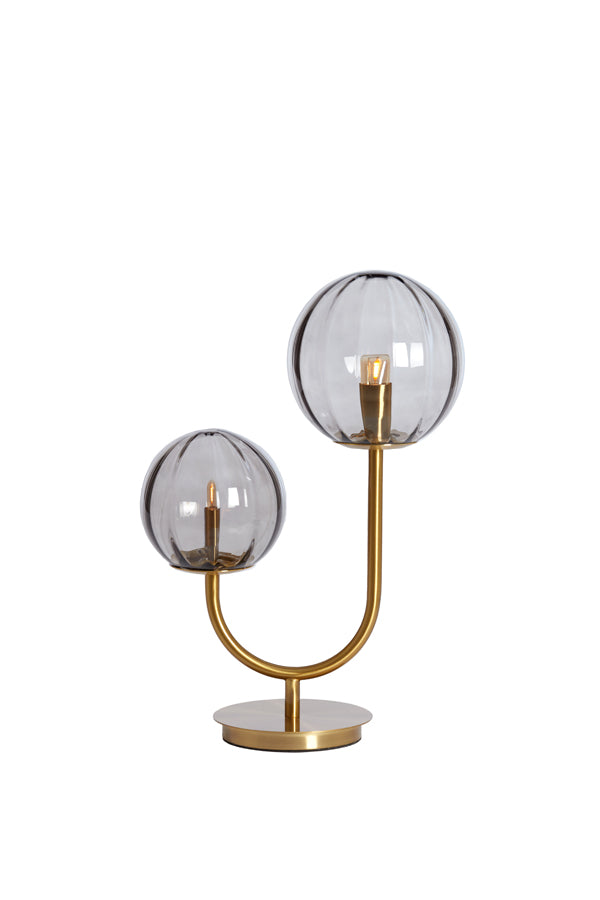 Table lamp 2L 33x18x43 cm MAGDALA glass light grey+gold