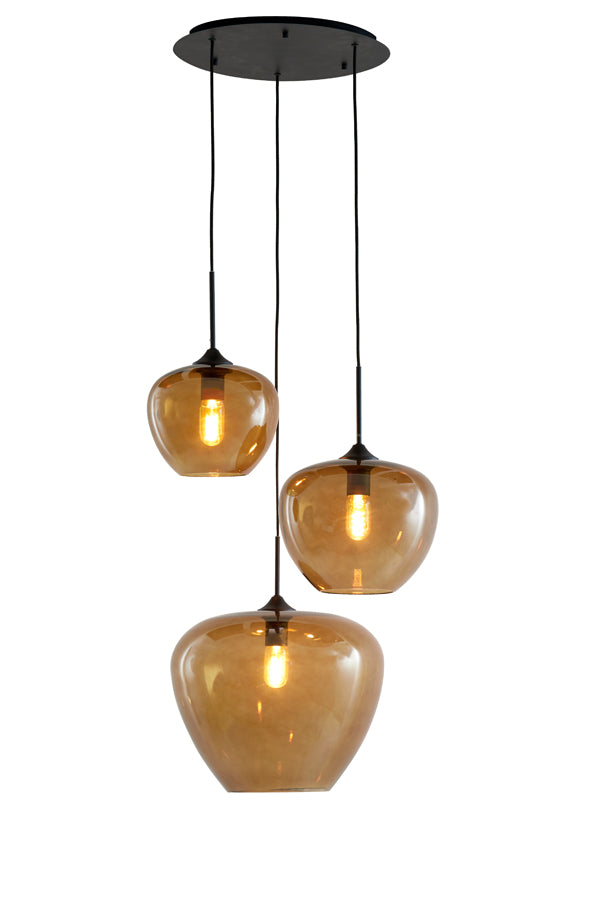 Hanging lamp 3L 40x160 cm MAYSON glass brown+matt black