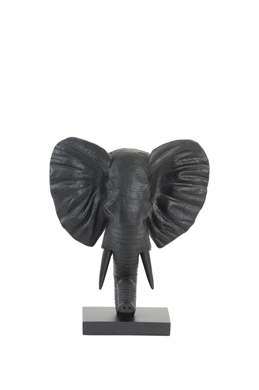 Ornament on base 30x15x35,5 cm ELEPHANT matt black