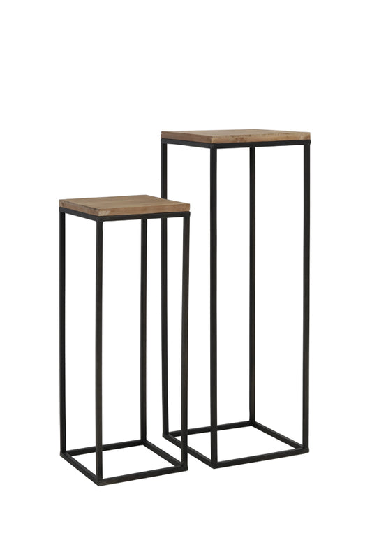 Pillar S/2 30x30x82,5+35x35x102 cm YARULA wood+black