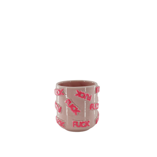 Pot - 'FUCK' - Ceramics  - Pink  - 11x11x11,5cm
