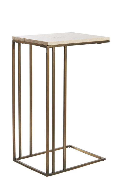 Side table 41x31x66 cm ROSHAN travertine sand+antique bronze