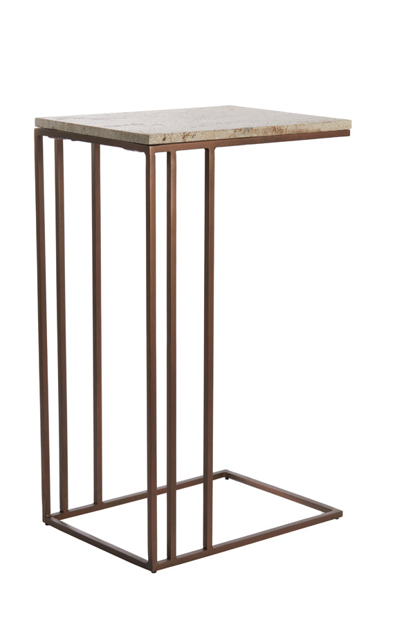 Side table 41x31x66 cm ROSHAN travertine brown+dark brown