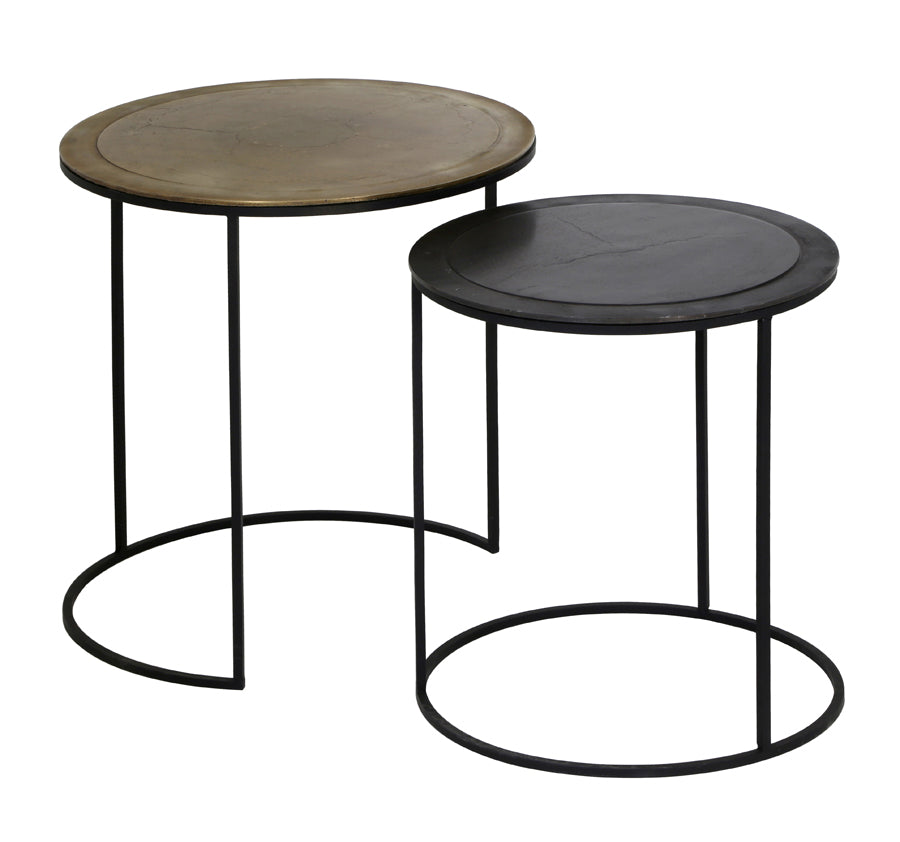 Side table S/2 41x46+49x52 cm TALCA ant copper+brnz edge