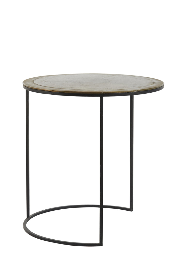 Side table S/2 41x46+49x52 cm TALCA ant copper+brnz edge