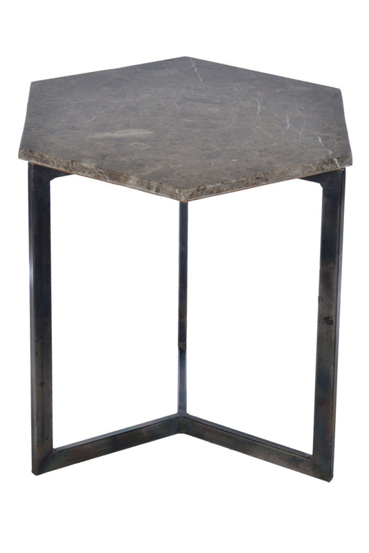 Zeshoekige Tafel - Marmer Grijs - 39x45 cm